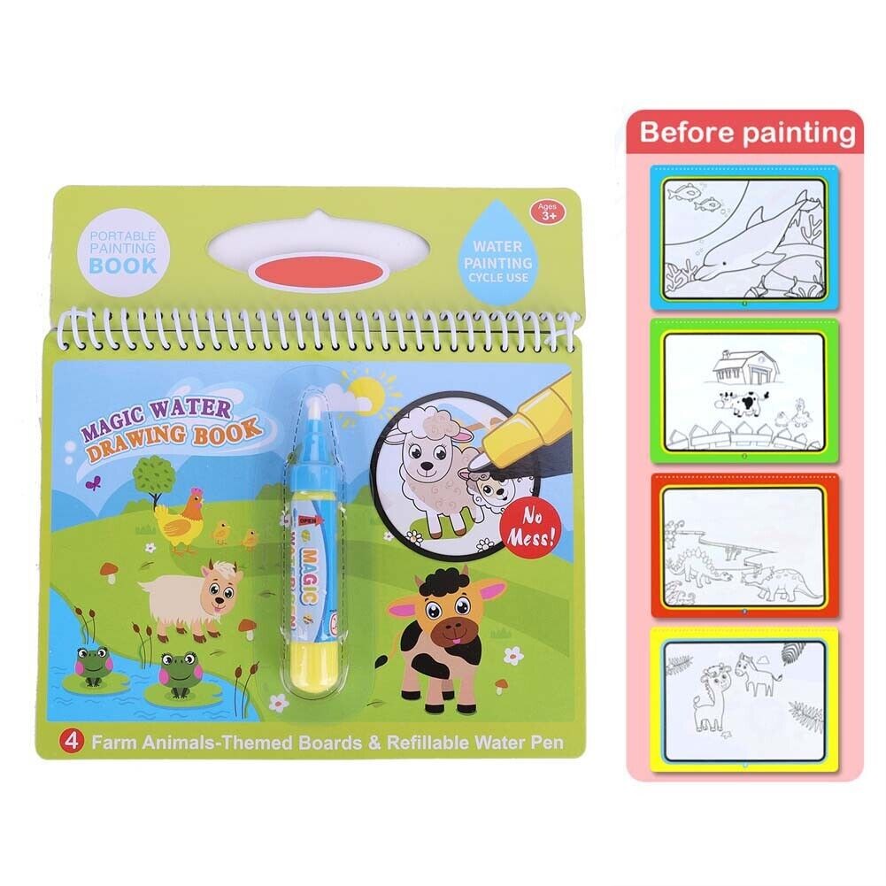 New Water Coloring Drawing Book With Pen Kids Children Painting Educational Toy
